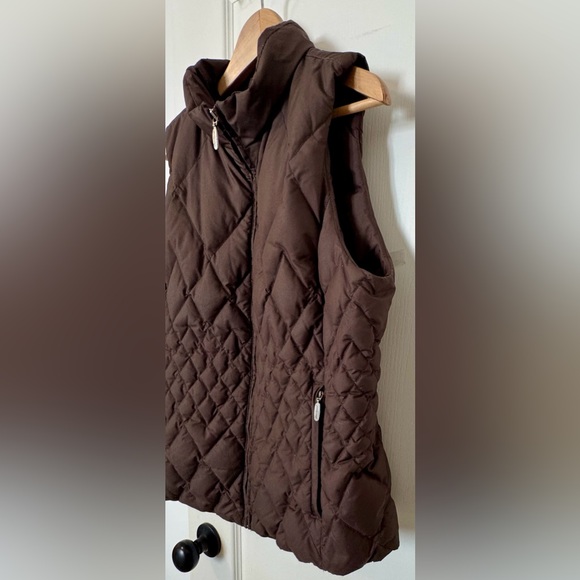 Eddie Bauer Premium Goosedown Quilted Vest Womens L. Brown Zip Mock Neck - Picture 2 of 16